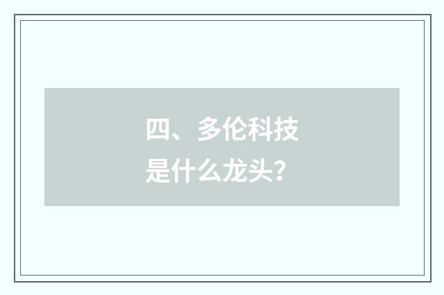 四、多伦科技是什么龙头？