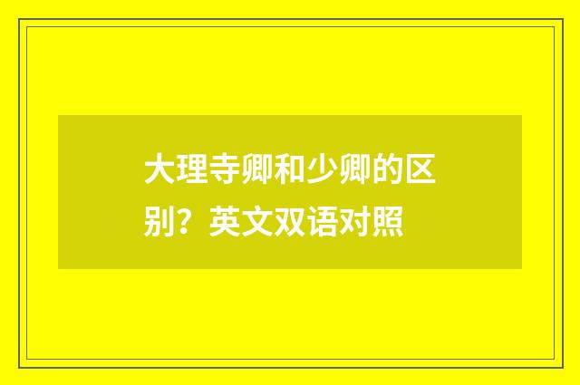 大理寺卿和少卿的区别？英文双语对照