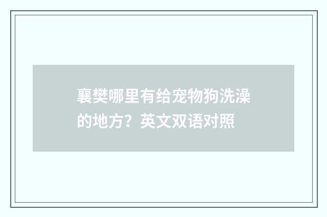 襄樊哪里有给宠物狗洗澡的地方？英文双语对照
