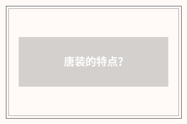 唐装的特点？