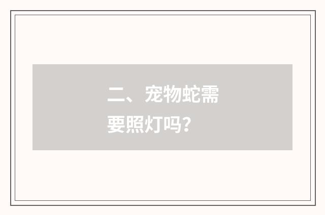 二、宠物蛇需要照灯吗？