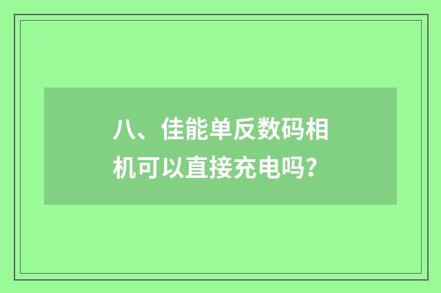 八、佳能单反数码相机可以直接充电吗？