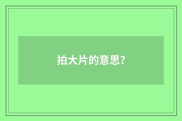 拍大片的意思？