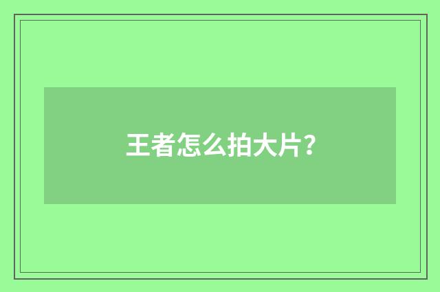 王者怎么拍大片？
