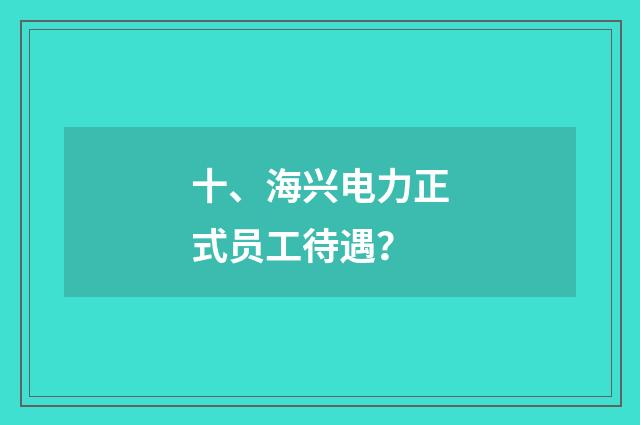 十、海兴电力正式员工待遇？
