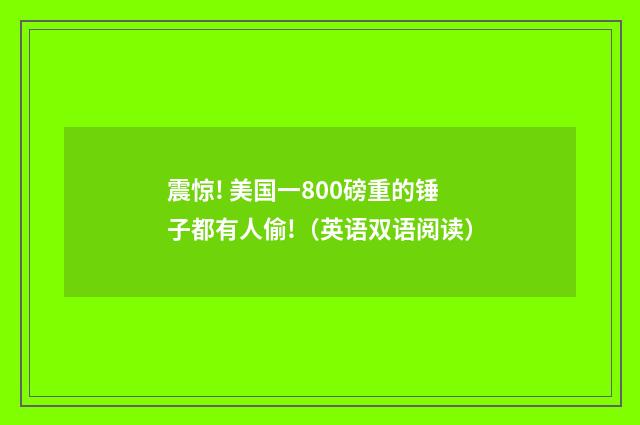 震惊! 美国一800磅重的锤子都有人偷!（英语双语阅读）