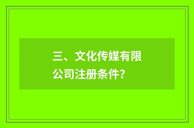 三、文化传媒有限公司注册条件？