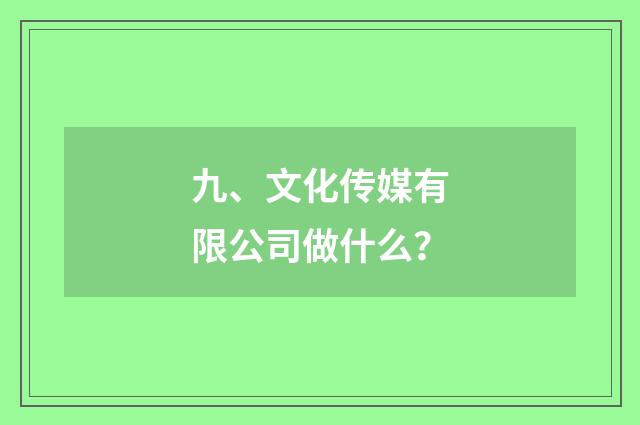 九、文化传媒有限公司做什么？