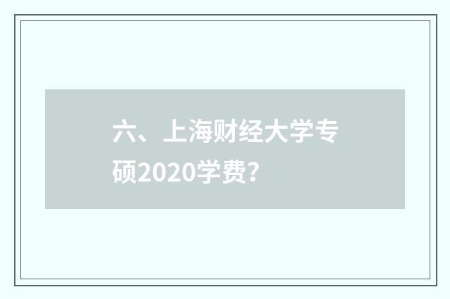 六、上海财经大学专硕2020学费？