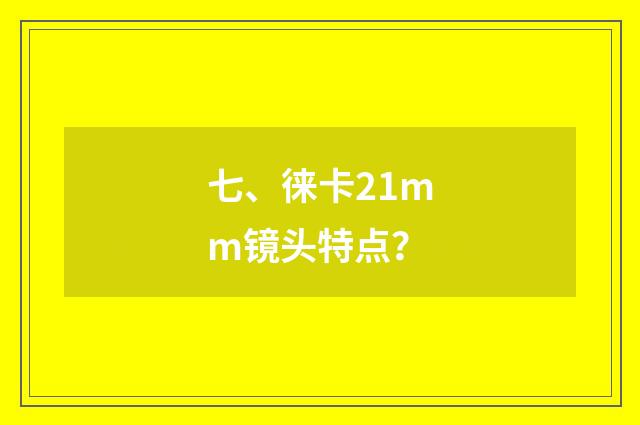 七、徕卡21mm镜头特点？