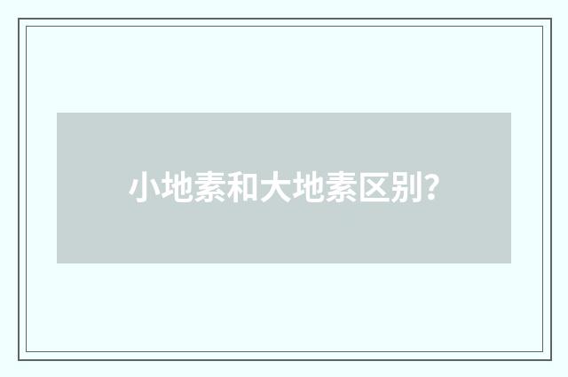 小地素和大地素区别？