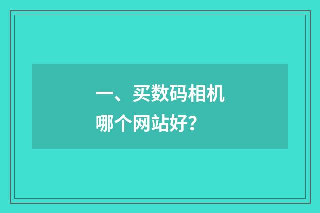 一、买数码相机哪个网站好？