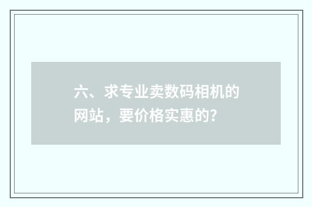 六、求专业卖数码相机的网站，要价格实惠的？