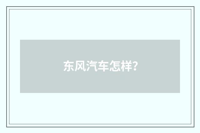 东风汽车怎样？