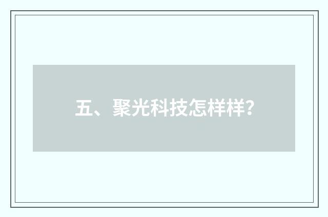 五、聚光科技怎样样？