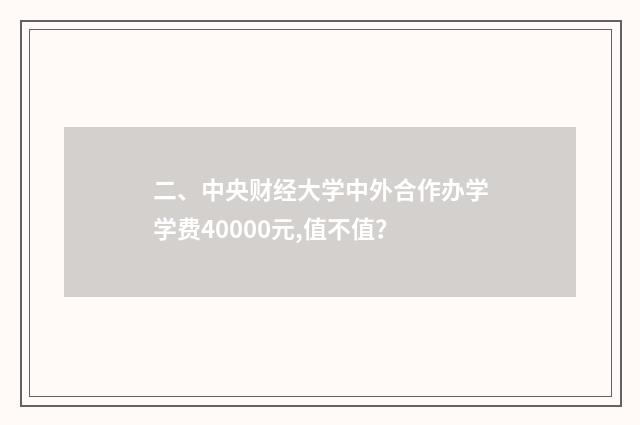 二、中央财经大学中外合作办学学费40000元,值不值？