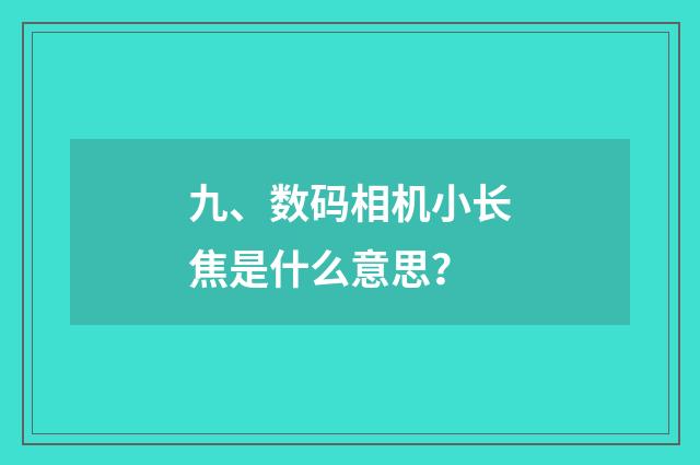 九、数码相机小长焦是什么意思？