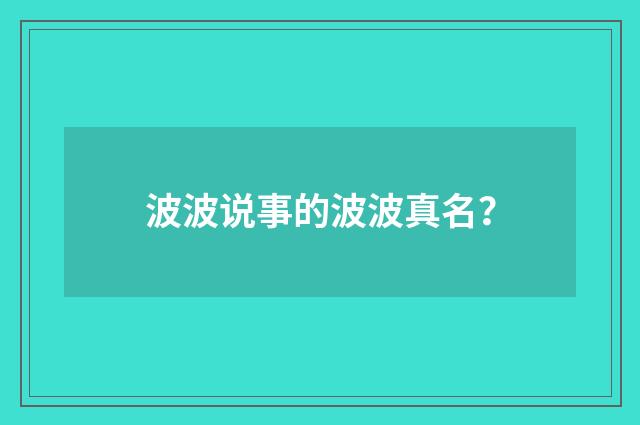 波波说事的波波真名?