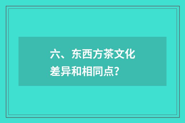 六、东西方茶文化差异和相同点？