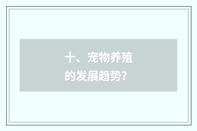 十、宠物养殖的发展趋势？
