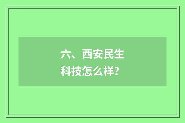 六、西安民生科技怎么样？