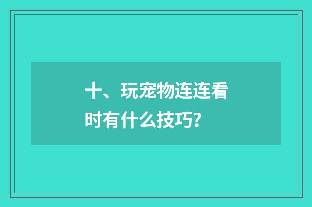 十、玩宠物连连看时有什么技巧？