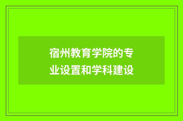 宿州教育学院的专业设置和学科建设