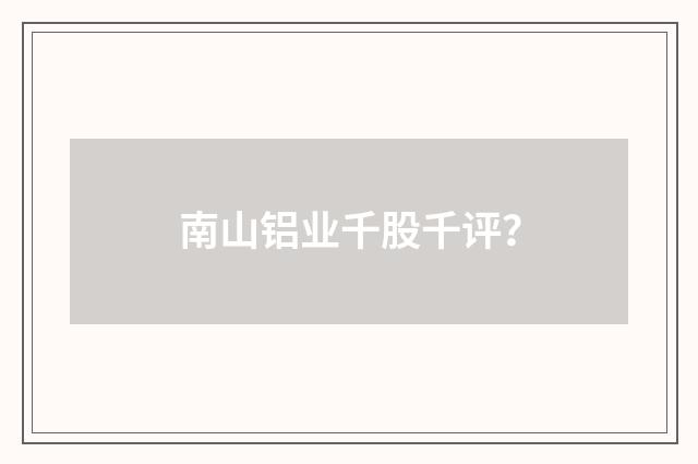 南山铝业千股千评？