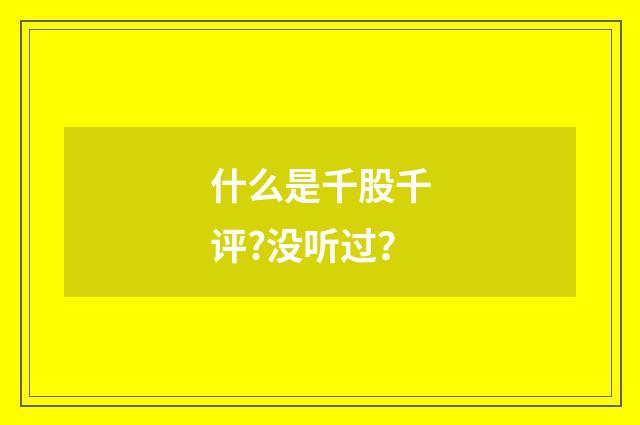 什么是千股千评?没听过？