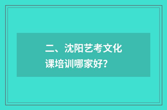 二、沈阳艺考文化课培训哪家好？