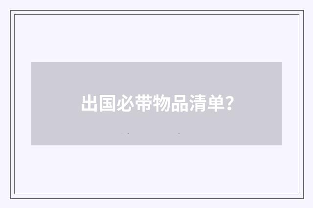 出国必带物品清单？