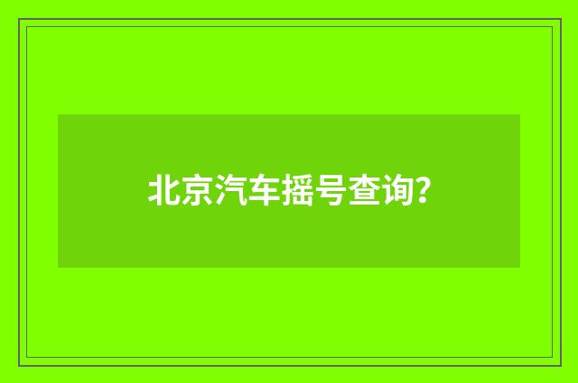 北京汽车摇号查询？