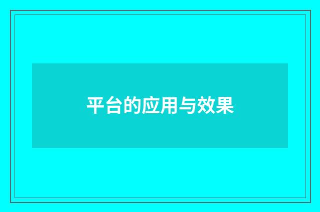 平台的应用与效果