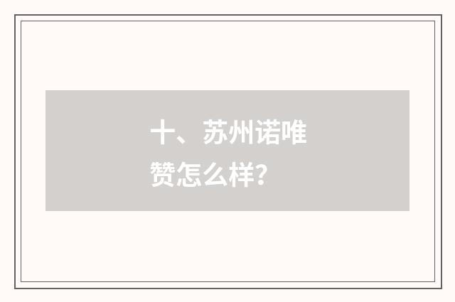 十、苏州诺唯赞怎么样?