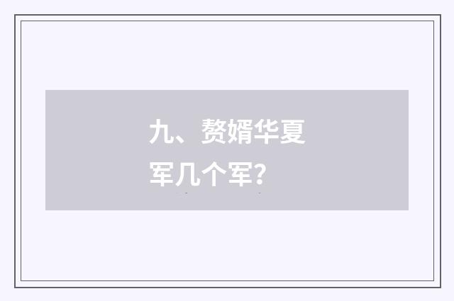 九、赘婿华夏军几个军？