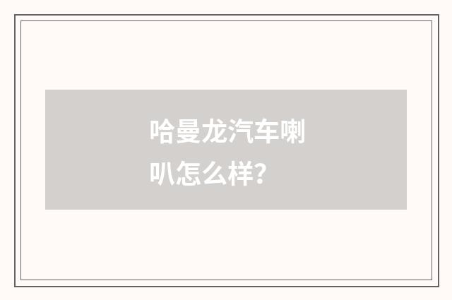 哈曼龙汽车喇叭怎么样？