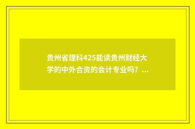 贵州省理科425能读贵州财经大学的中外合资的会计专业吗？英文双语对照