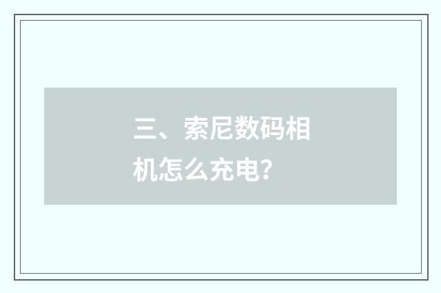 三、索尼数码相机怎么充电?