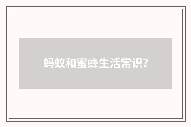 蚂蚁和蜜蜂生活常识？