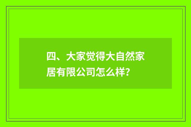 四、大家觉得大自然家居有限公司怎么样?