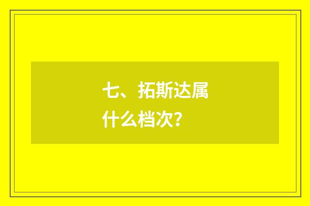 七、拓斯达属什么档次？