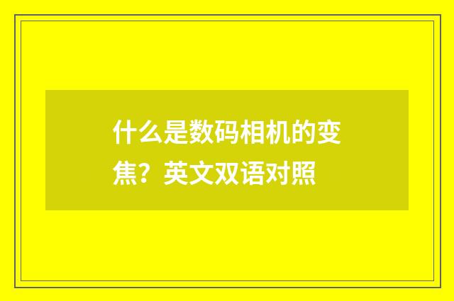 什么是数码相机的变焦？英文双语对照