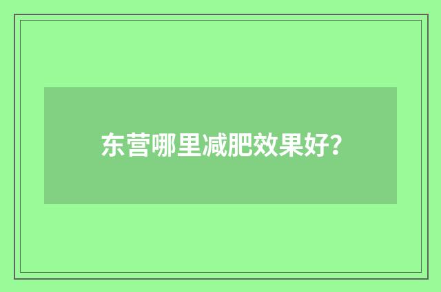 东营哪里减肥效果好？