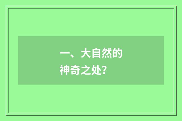 一、大自然的神奇之处？