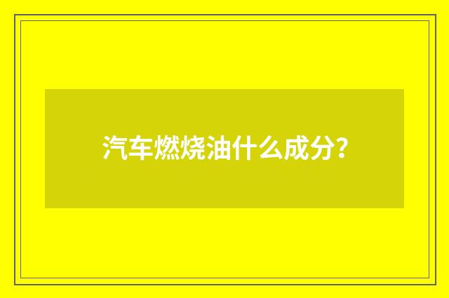汽车燃烧油什么成分？