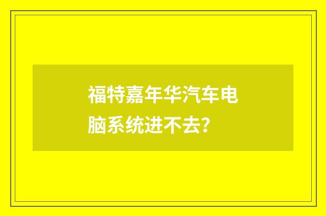 福特嘉年华汽车电脑系统进不去?