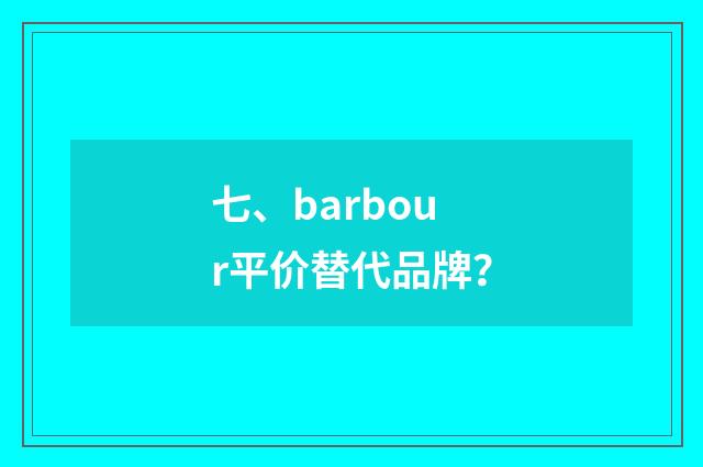 七、barbour平价替代品牌？