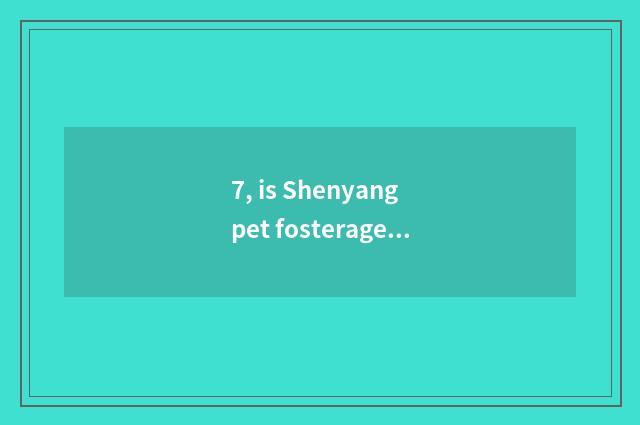 7, is Shenyang pet fosterage in? The pet ask sb to bring up one's child that nor