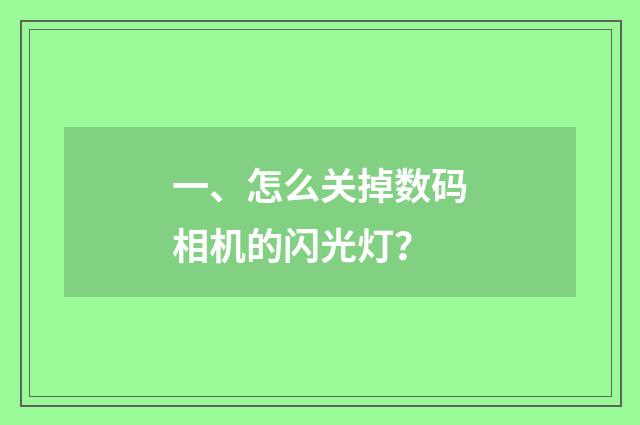 一、怎么关掉数码相机的闪光灯？