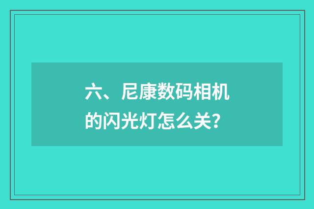 六、尼康数码相机的闪光灯怎么关？